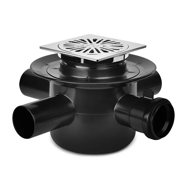 Coladera Rotoplas de baño con rejilla de plástico bajo losa — vista superior