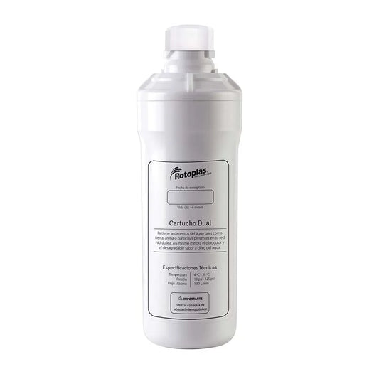 Bebbia Rotoplas Cartucho de repuesto de sedimentación dual pureal para purificador y alcanizador — vista frontal