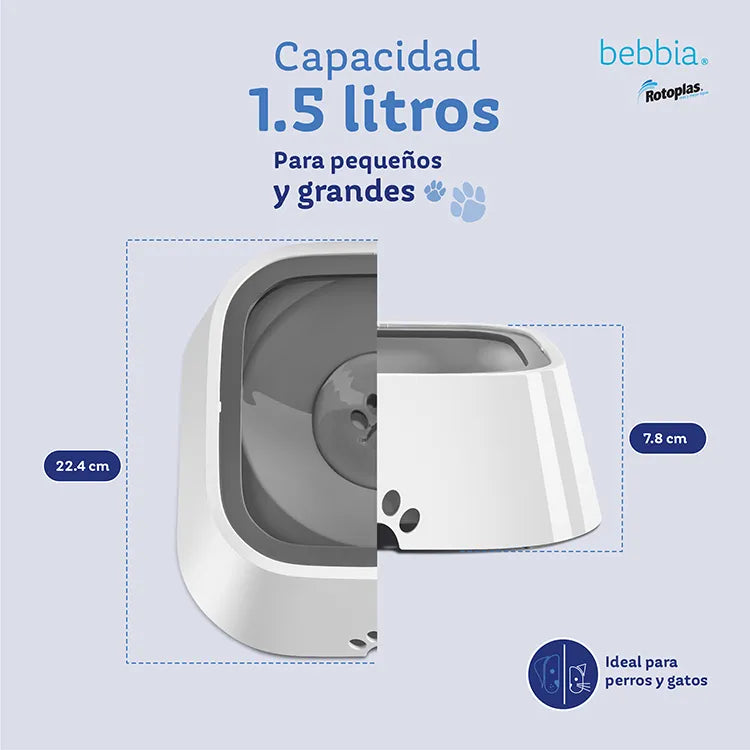 Accesorio Mascotas Rotoplas Plato para mascotas color gris — detalle de conexiones