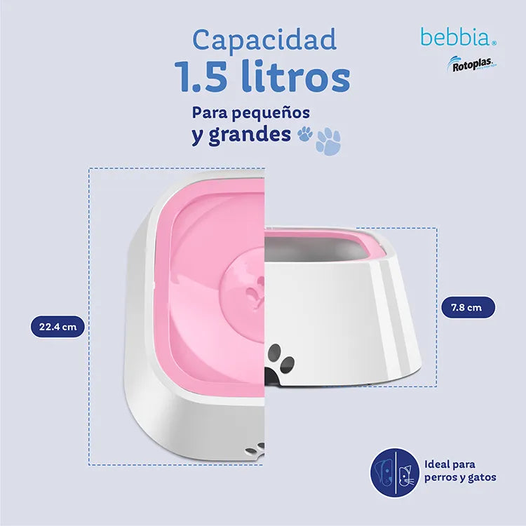 Accesorio Mascotas Rotoplas Plato para mascotas color rosa — detalle de conexiones