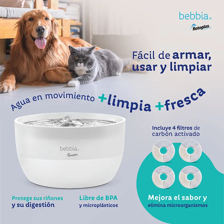 Fuente Rotoplas para mascotas color blanco — vista superior