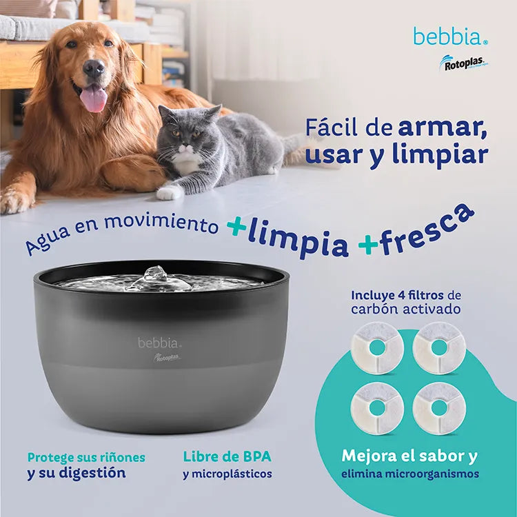 Fuente Rotoplas para mascotas color negro — vista trasera