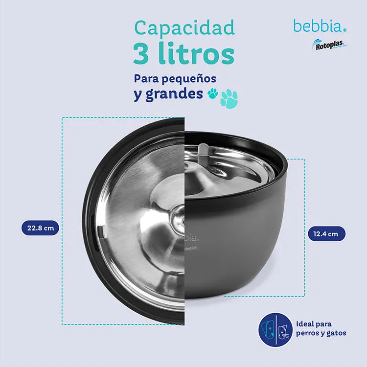 Fuente Rotoplas para mascotas color negro — detalle de tapa