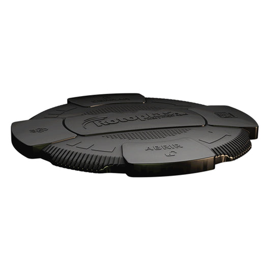 Tapa Rotoplas negra roscada — vista frontal