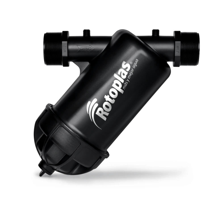 Filtro Rotoplas de discos lavable super jumbo 2" — vista lateral