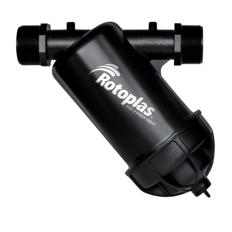 Filtro Rotoplas de discos lavable super jumbo 2" — detalle de conexiones