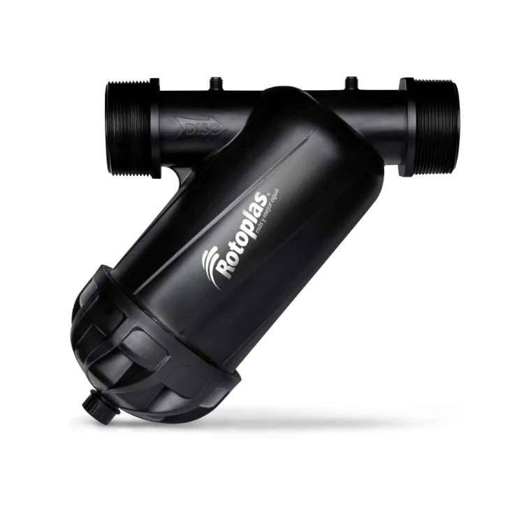 Filtro Rotoplas de discos lavable super jumbo 3" — detalle de conexiones