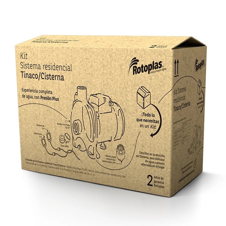 Kit Rotoplas Sistema Residencial Tinaco/Cisterna — vista lateral