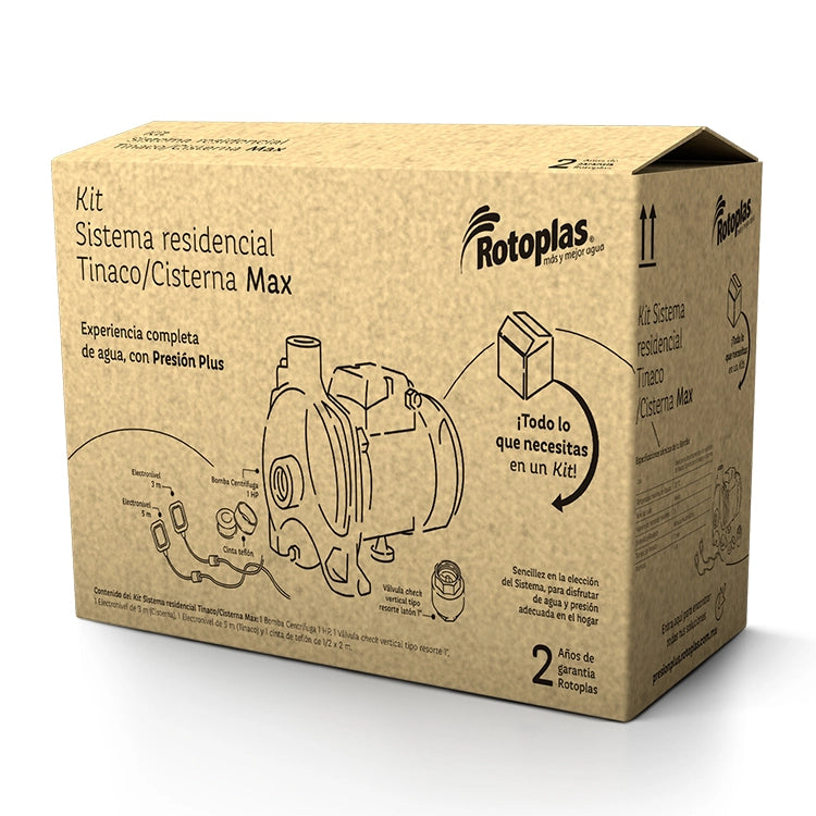 Kit Rotoplas Sistema Residencial Tinaco/Cisterna Max — vista lateral