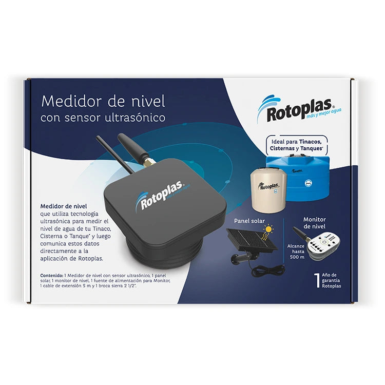 Medidor Rotoplas de nivel de agua con sensor ultrasónico solar — detalle de conexiones