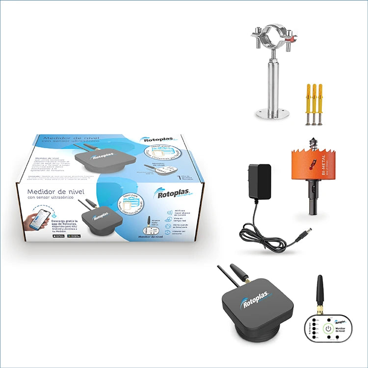 Medidor Rotoplas de nivel de agua con sensor ultrasónico — vista superior