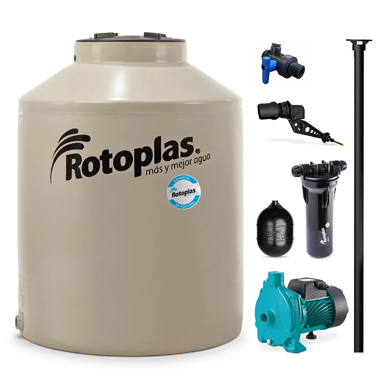 Tinaco 1,100 litros Rotoplas GDPV con Bomba Centrífuga (Venta exclusiva en Tuxtla) — vista frontal