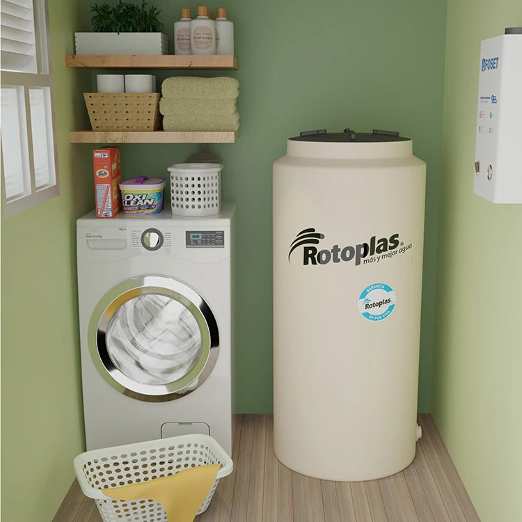 Tinaco 500 litros Rotoplas Vertical 2 accesorios — vista trasera