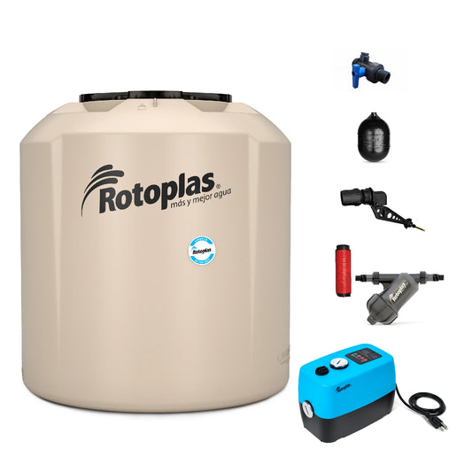 Tinaco 1,100 litros Rotoplas Plus+ con Bomba Inteligente — vista frontal