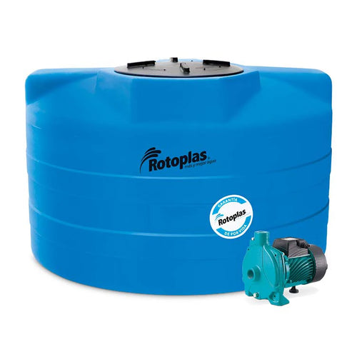Cisterna 1,200 litros Rotoplas con bomba centrifuga — vista frontal