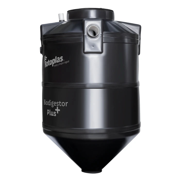 Biodigestor 1,300 litros Rotoplas Plus — detalle de conexiones