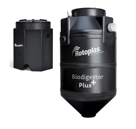 Biodigestor 600 litros Rotoplas Plus+ con registro de lodos — vista frontal