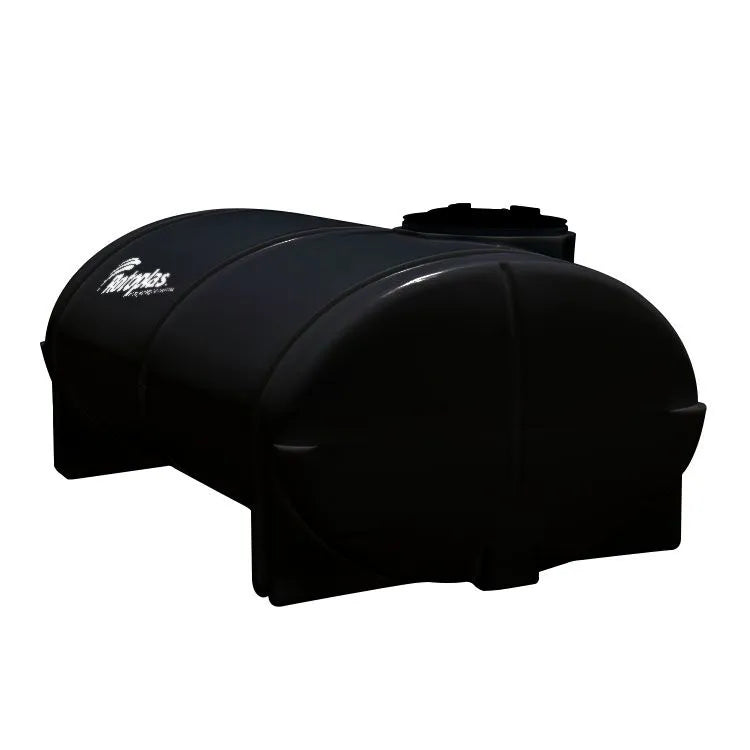 Tanque 2,500 litros Rotoplas horizontal nodriza reforzado al 20% color negro — vista lateral
