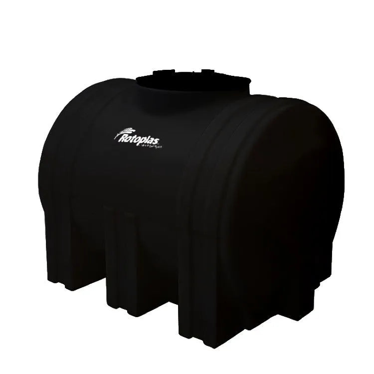 Tanque 1,000 litros Rotoplas horizontal nodriza reforzado al 40% color negro — vista lateral