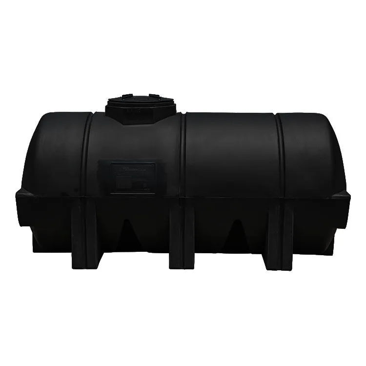 Tanque 2,850 litros Rotoplas horizontal nodriza reforzado al 40% color negro — vista trasera