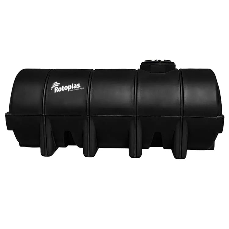 Tanque 5,000 litros Rotoplas horizontal nodriza reforzado al 20% color negro — vista frontal