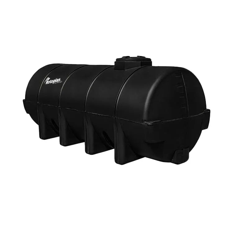 Tanque 5,000 litros Rotoplas horizontal nodriza reforzado al 20% color negro — vista lateral