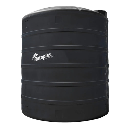 Tanque 10,000 litros Rotoplas vetical reforzado al 40% color negro — vista frontal