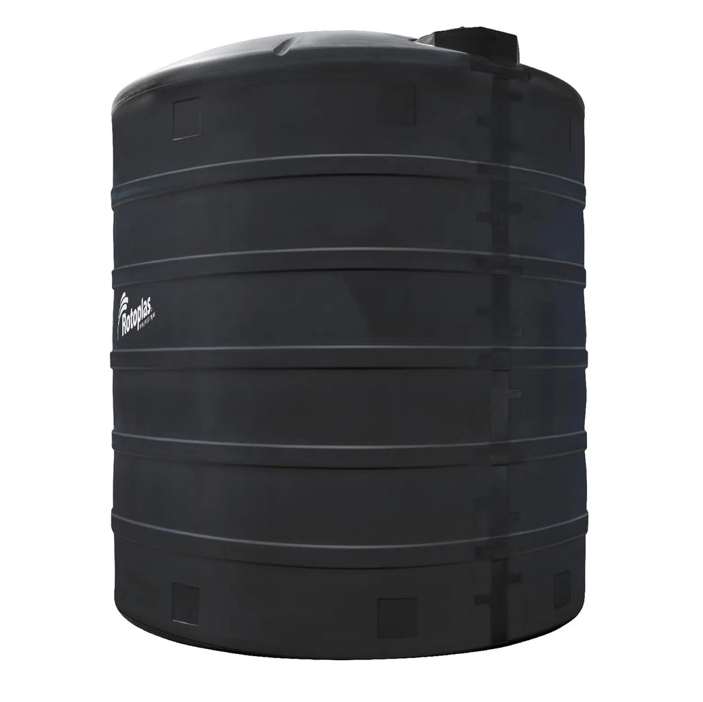 Tanque 10,000 litros Rotoplas vetical reforzado al 40% color negro — vista lateral