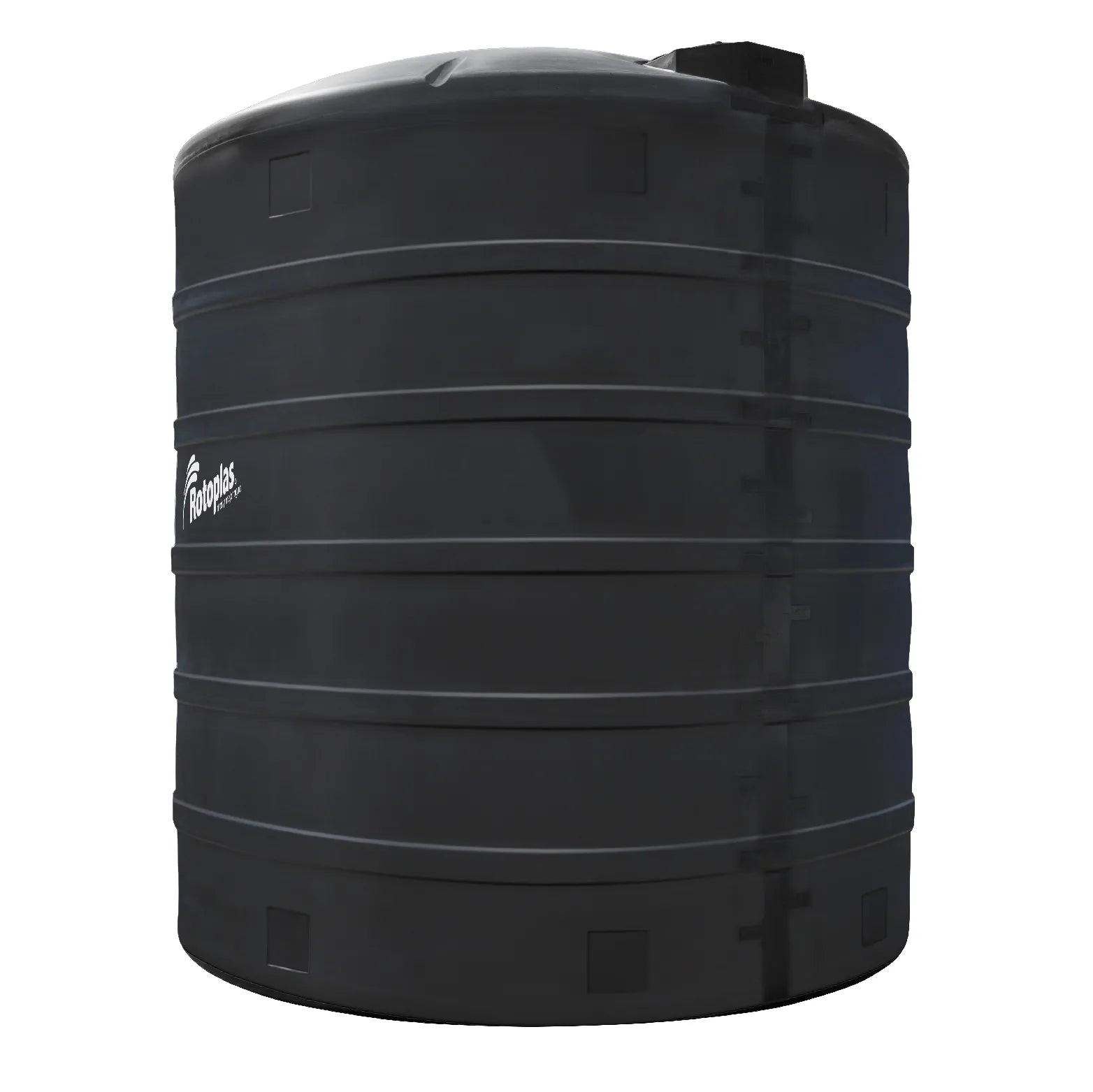 Tanque 10,000 litros Rotoplas vetical reforzado al 40% color negro — vista lateral