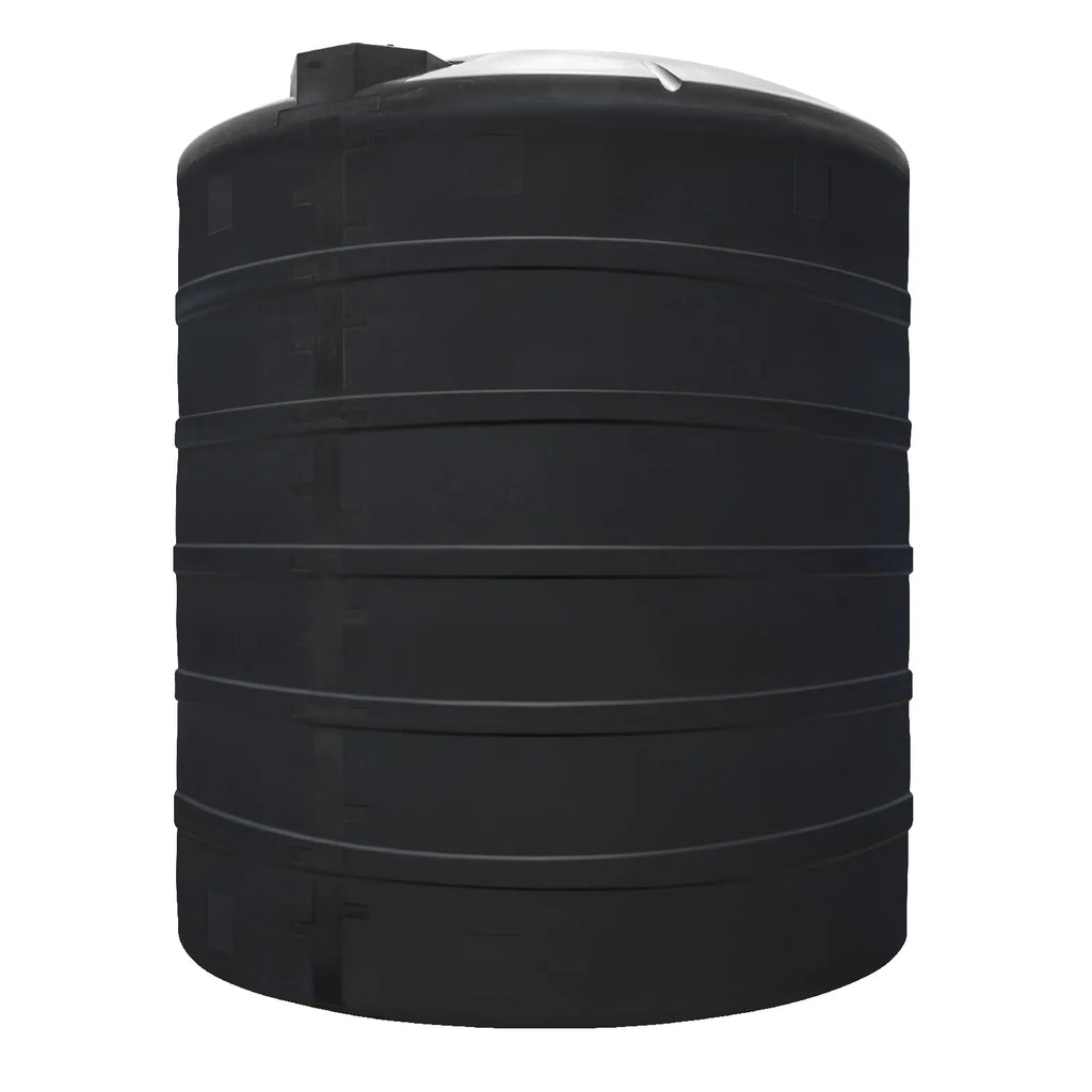 Tanque 10,000 litros Rotoplas vetical reforzado al 40% color negro — detalle de conexiones