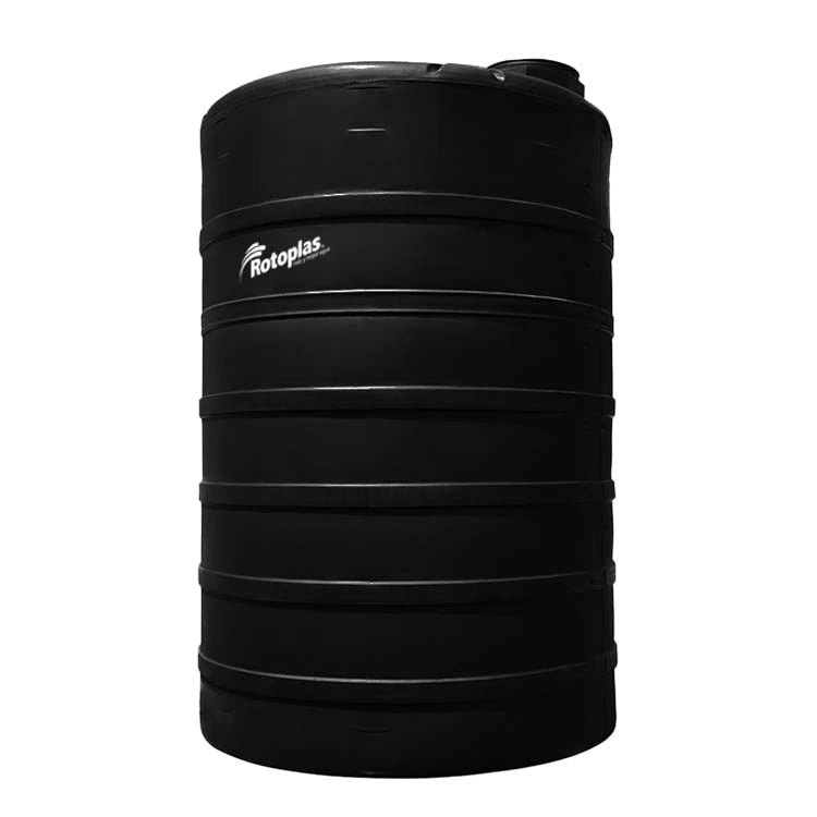 Tanque 15,000 litros Rotoplas vertical estándar color negro — vista lateral
