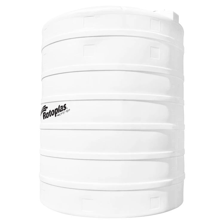 Tanque 15,000 litros Rotoplas vertical reforzado al 20% color neutro — vista lateral