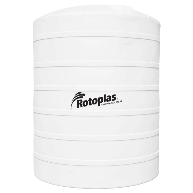 Tanque 15,000 litros Rotoplas vertical reforzado al 40% color neutro — vista frontal