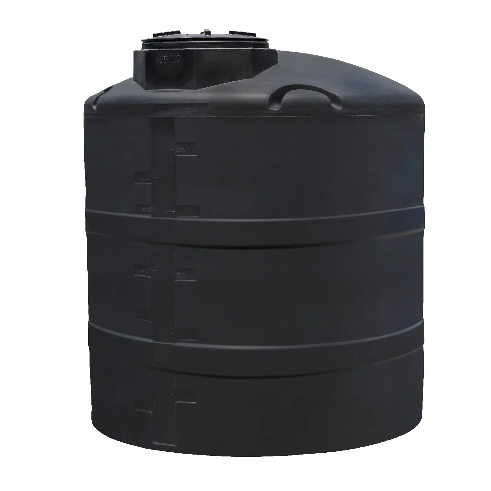 Tanque 2,500 litros Rotoplas vertical estándar color negro — vista trasera