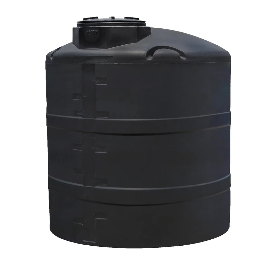 Tanque 2,500 litros Rotoplas vertical reforzado al 40% color negro — vista trasera