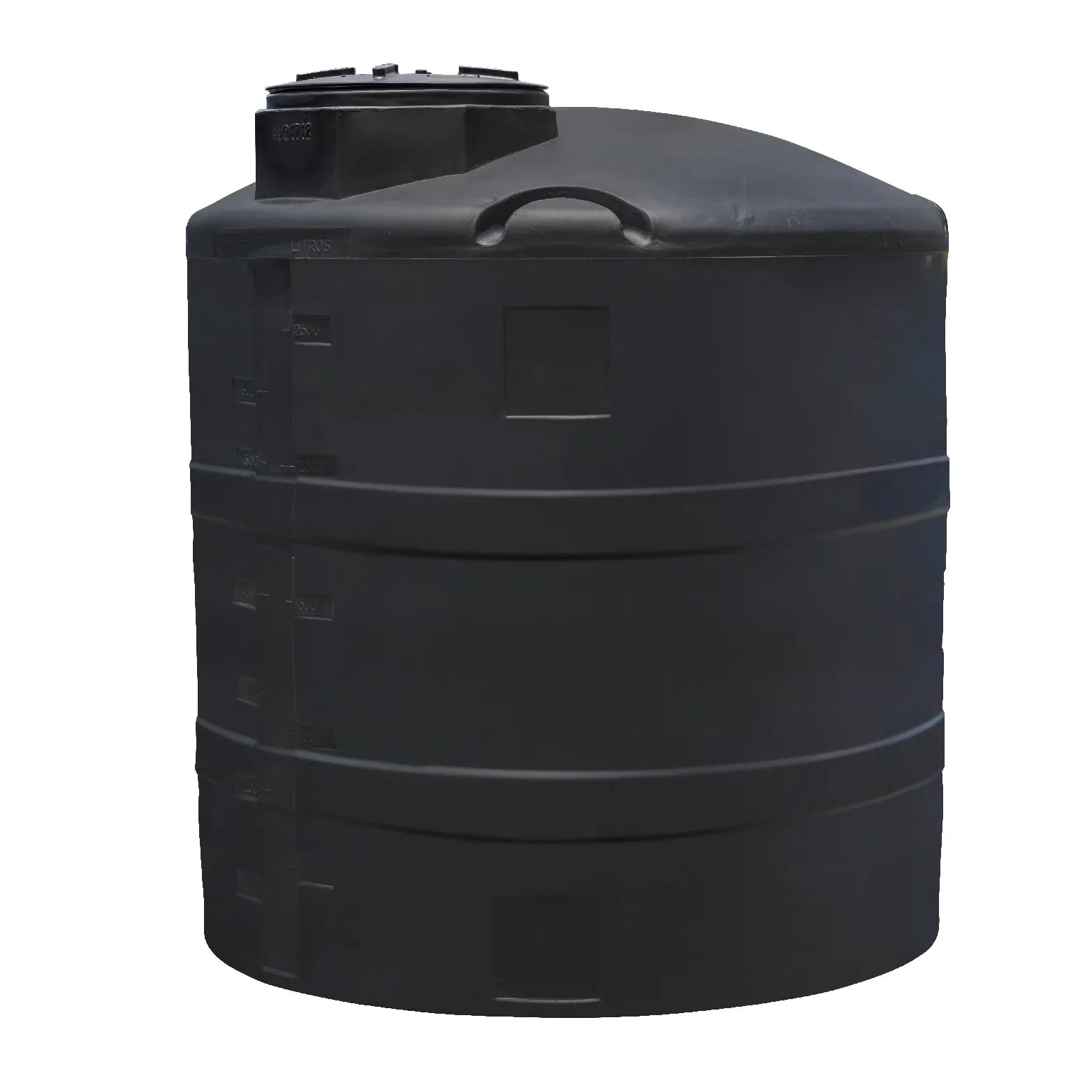Tanque 2,500 litros Rotoplas vertical reforzado al 40% color negro — detalle de tapa