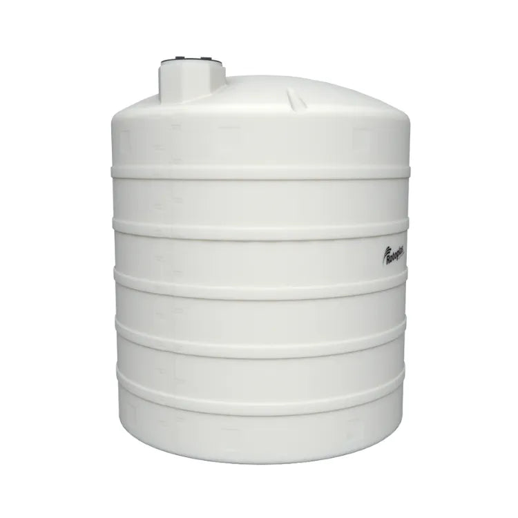 Tanque 25,000 litros Rotoplas vertical reforzado al 40% color neutro — detalle de conexiones