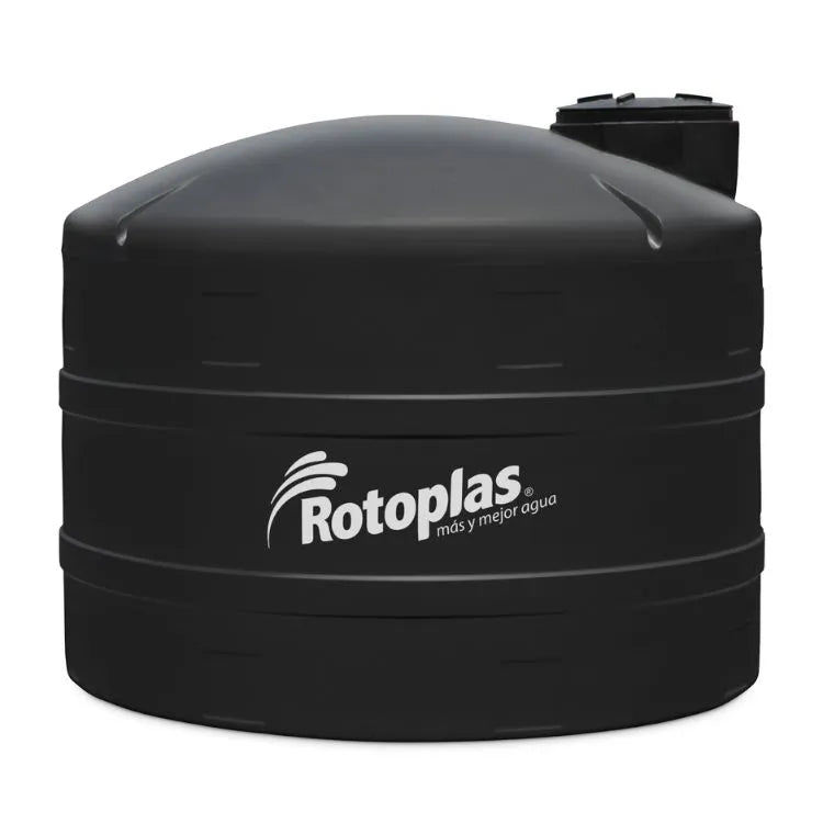 Tanque 5,000 litros Rotoplas vertical reforzado al 20% color negro — vista frontal