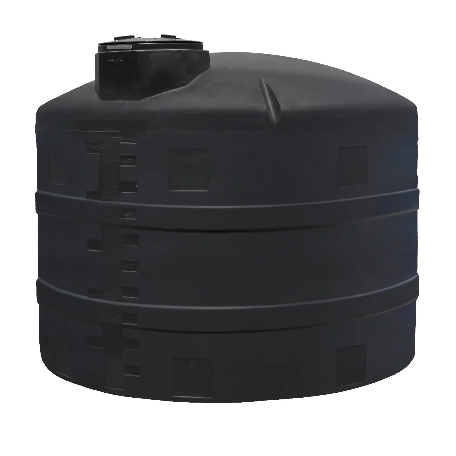 Tanque 5,000 litros Rotoplas vertical reforzado al 20% color negro — vista trasera