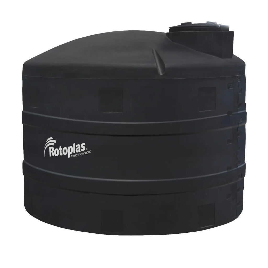 Tanque 5,000 litros Rotoplas vertical reforzado al 40% color negro — vista lateral