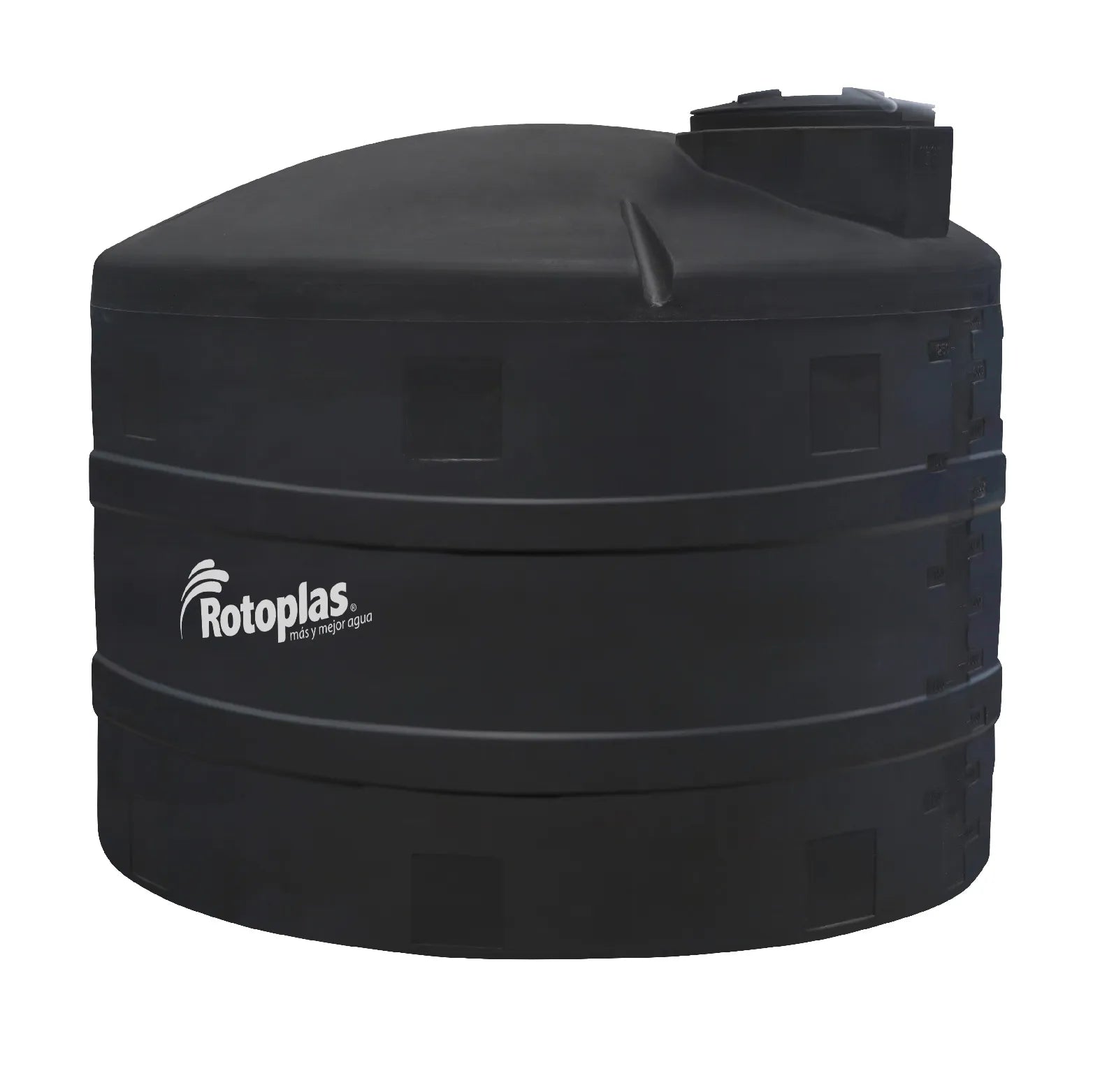 Tanque 5,000 litros Rotoplas vertical reforzado al 40% color negro — vista lateral