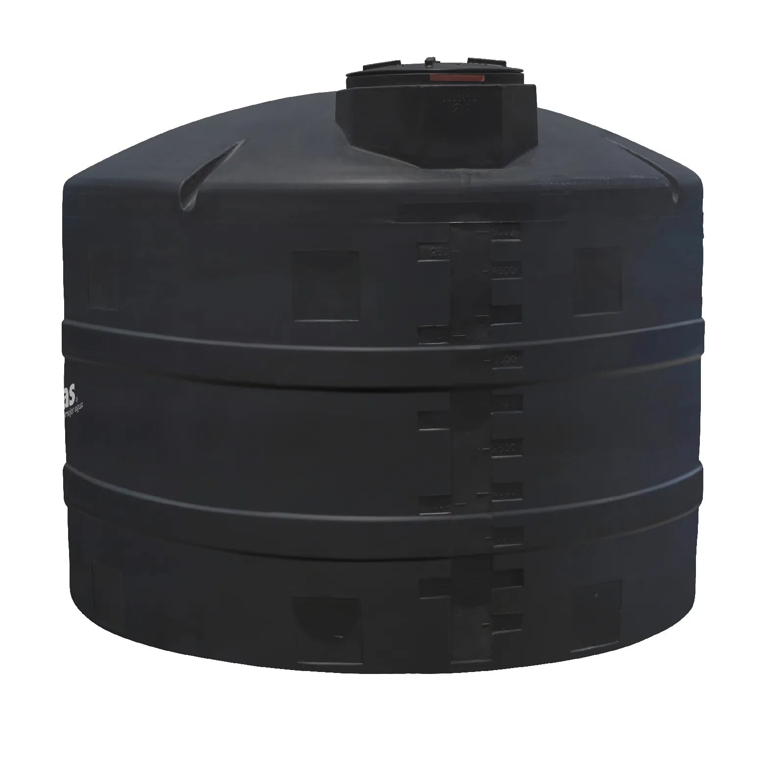 Tanque 5,000 litros Rotoplas vertical reforzado al 40% color negro — vista superior
