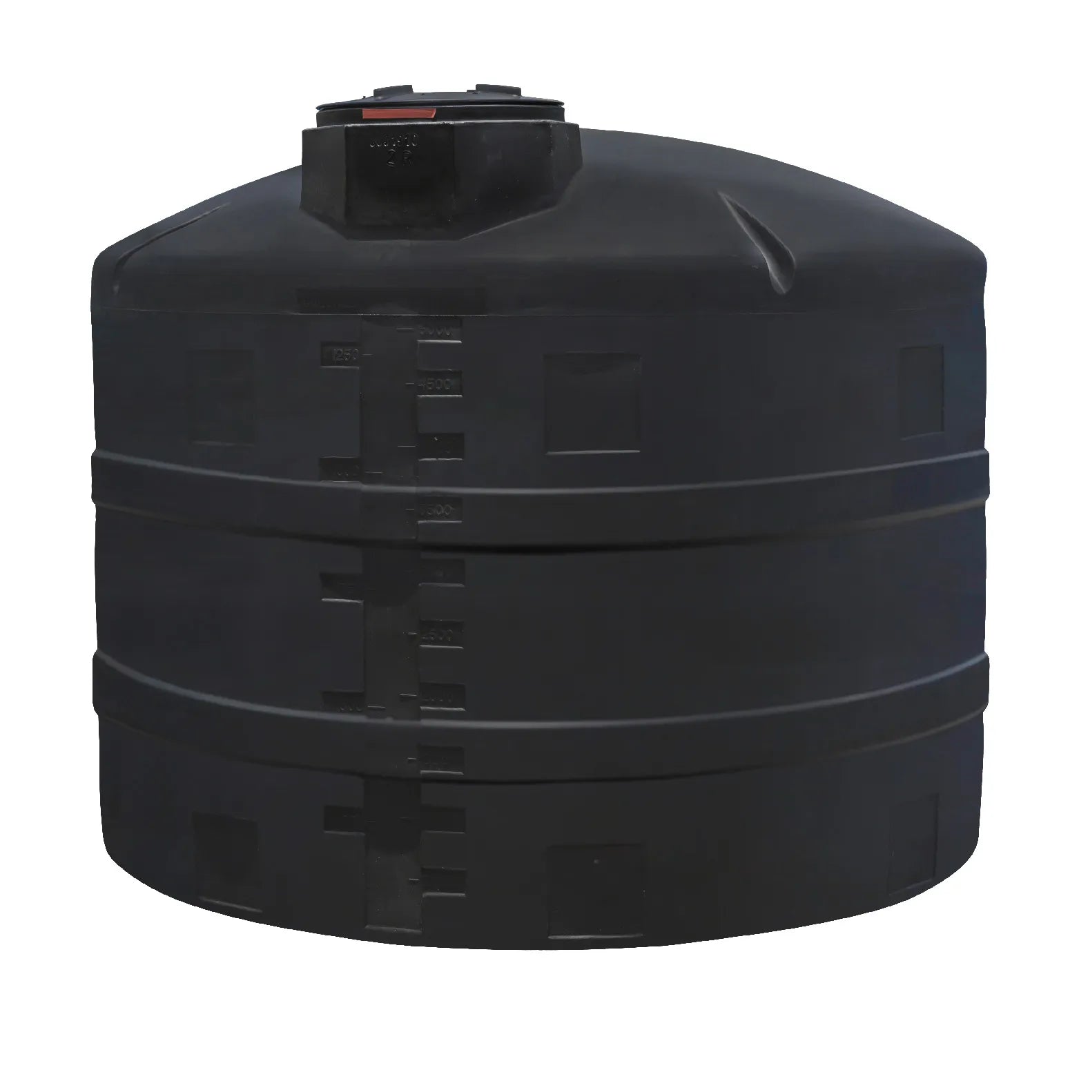 Tanque 5,000 litros Rotoplas vertical reforzado al 40% color negro — detalle de conexiones