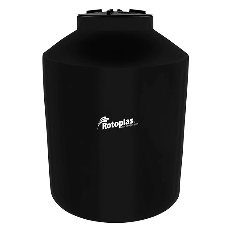 Tanque 1,100 litros Rotoplas vertical cerrado reforzado al 40% color negro — vista frontal