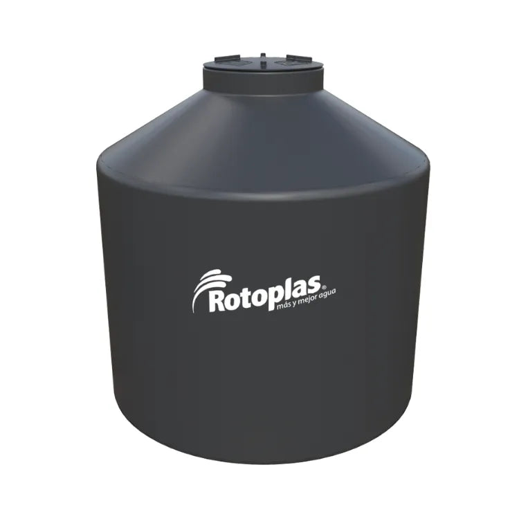 Tanque 2,500 litros Rotoplas vertical cerrado reforzado al 40% color negro — vista frontal