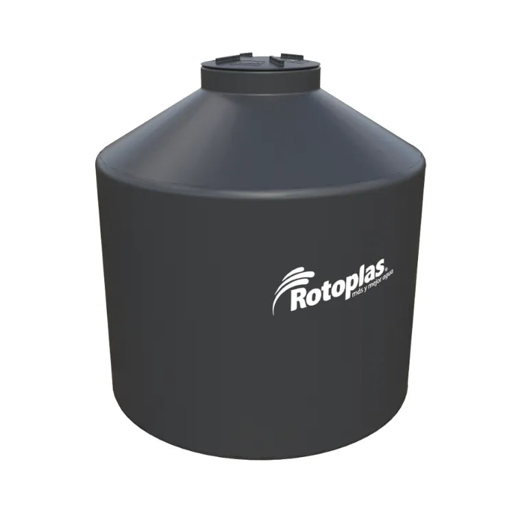 Tanque 2,500 litros Rotoplas vertical cerrado reforzado al 40% color negro — vista lateral