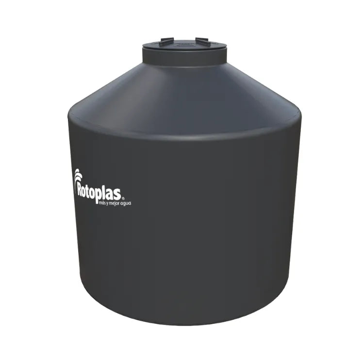 Tanque 2,500 litros Rotoplas vertical cerrado reforzado al 40% color negro — vista superior