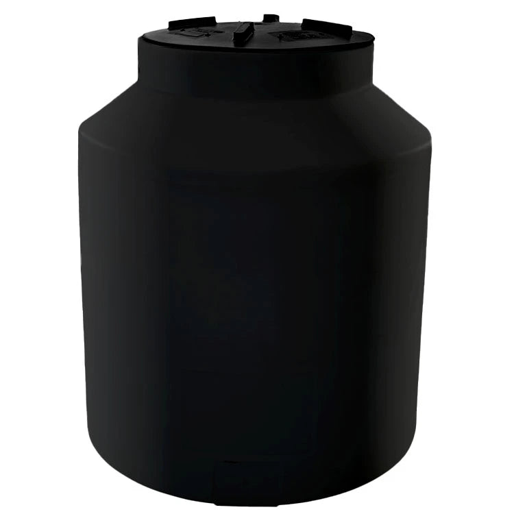 Tanque 450 litros Rotoplas vertical cerrado reforzado al 40% color negro — vista trasera