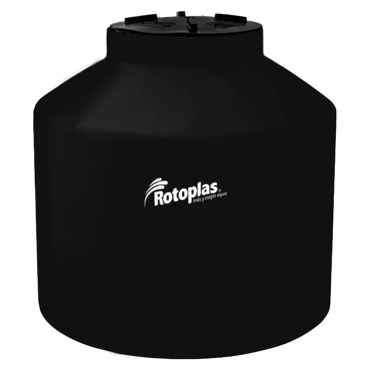 Tanque 250 litros Rotoplas vertical cerrado reforzado al 40% color negro — vista frontal