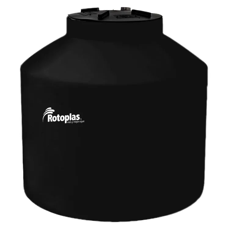 Tanque 250 litros Rotoplas vertical cerrado reforzado al 40% color negro — vista lateral